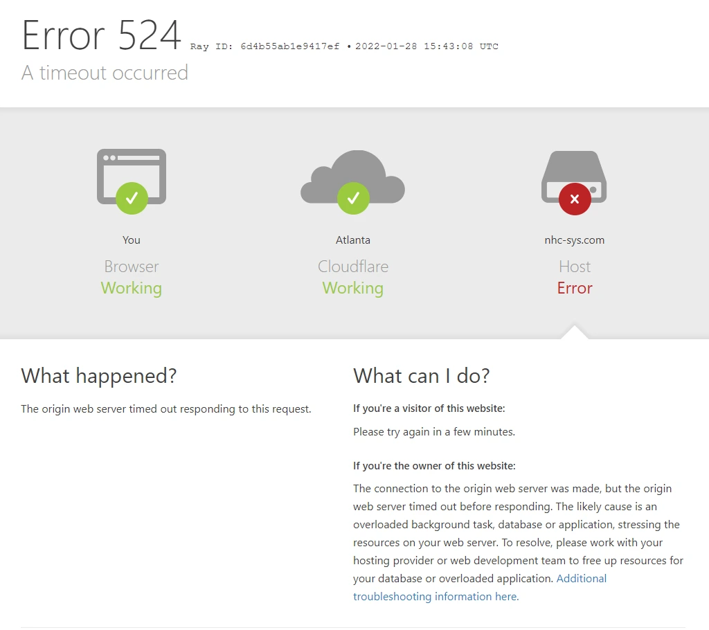 Error 524 de timeout de Cloudflare