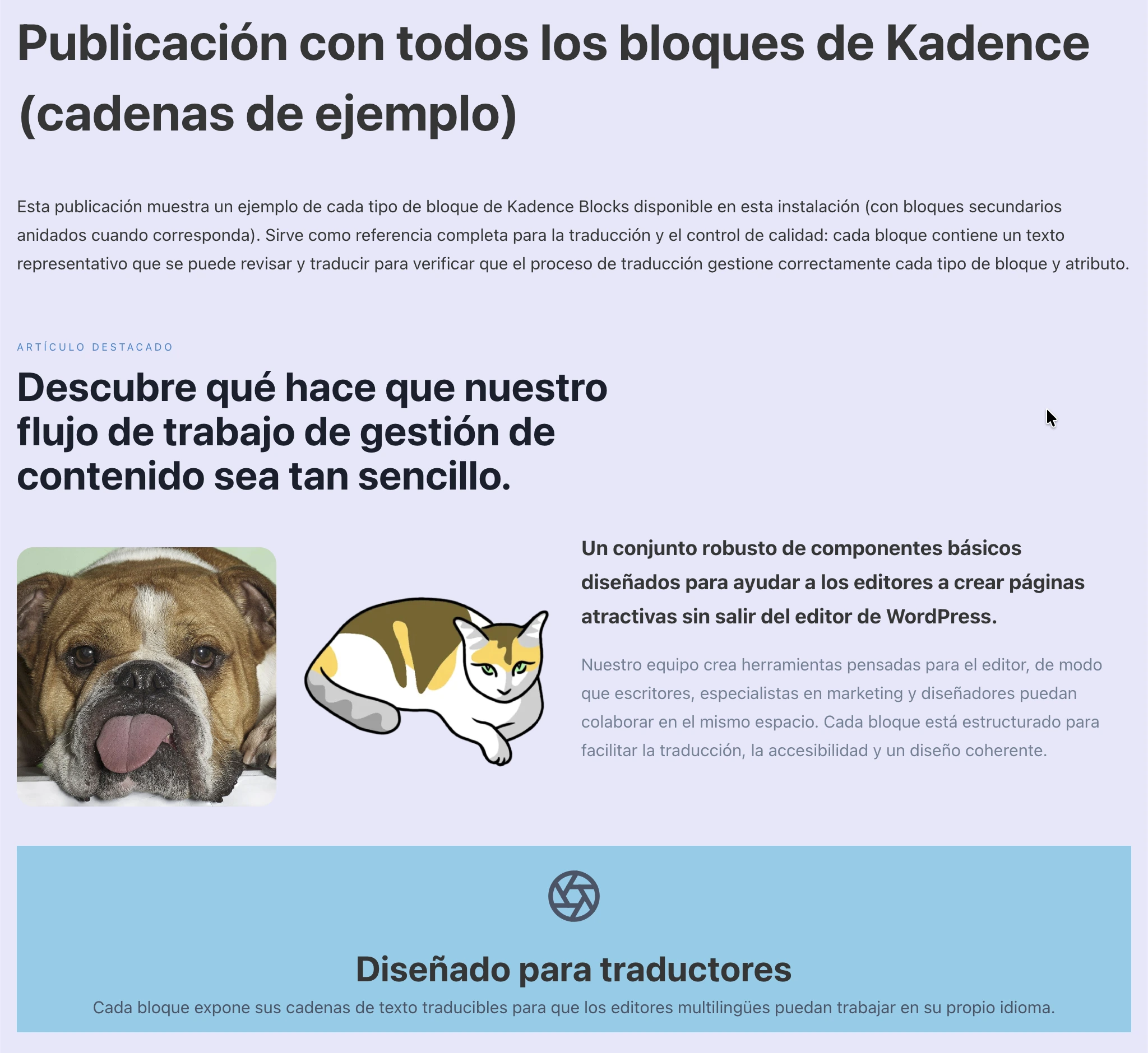 Bloques de Kadence traducidos