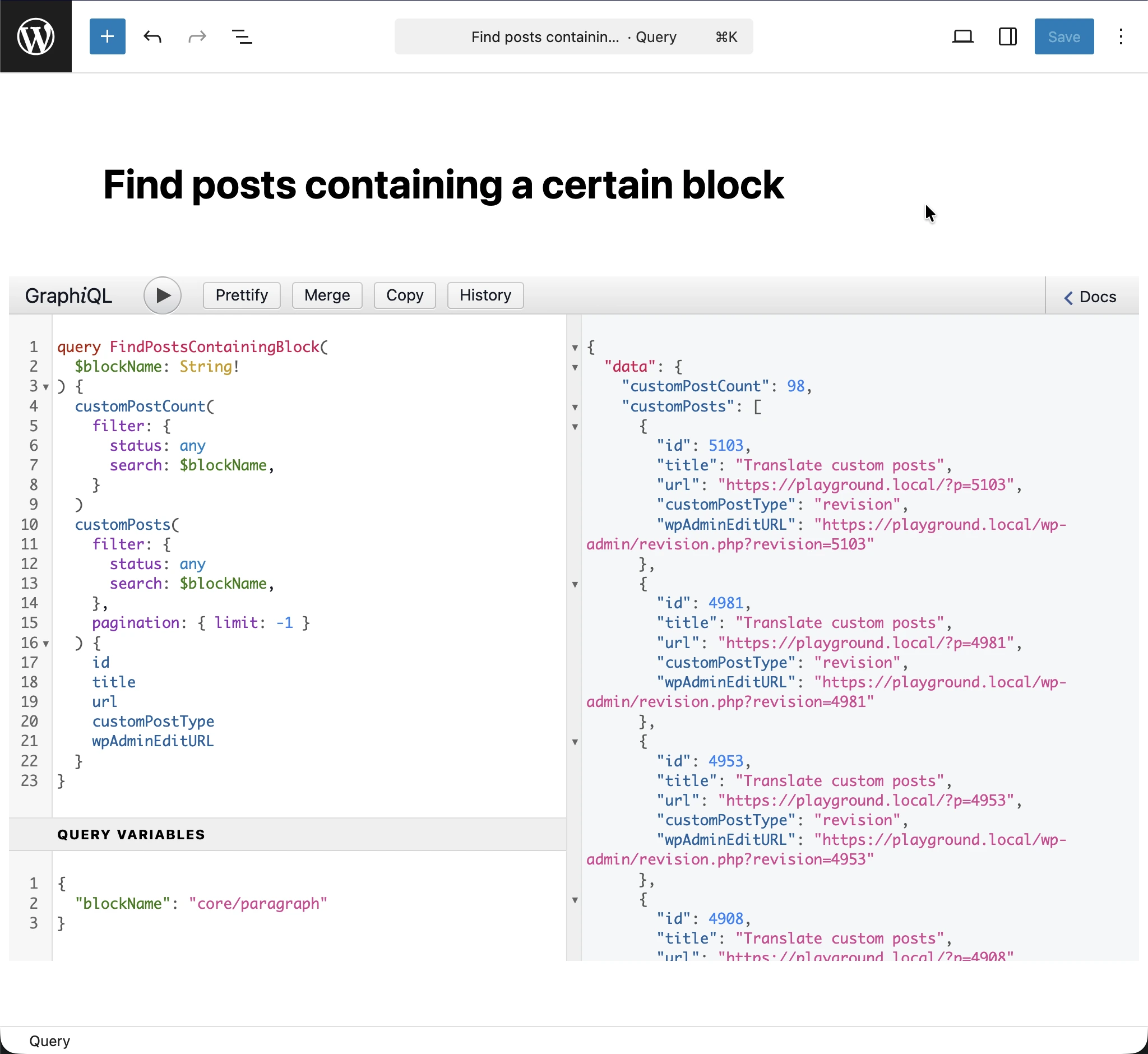 Ejecutando la consulta GraphQL