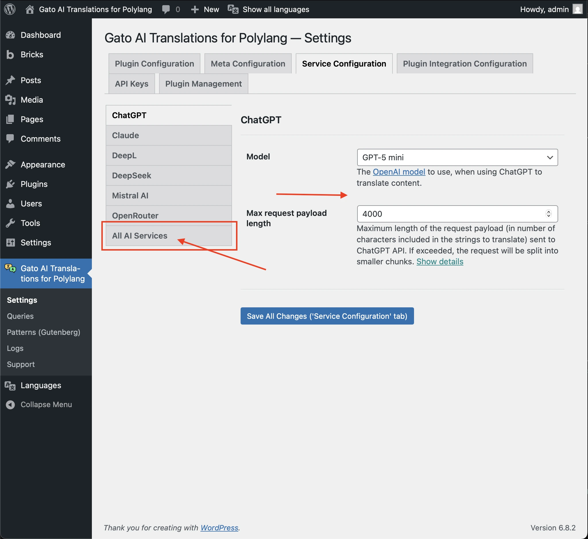 Configuración de prompt de IA personalizado ausente