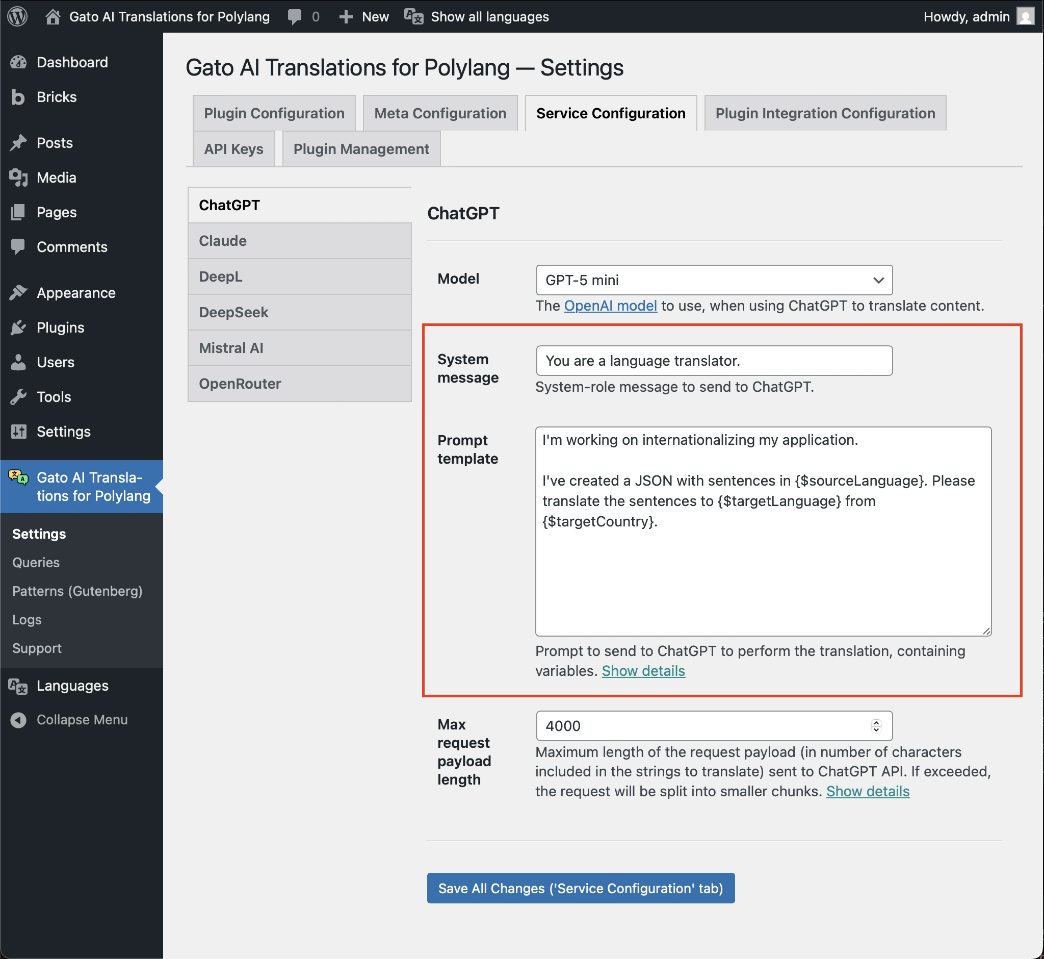 Ajustes de prompt de IA personalizado