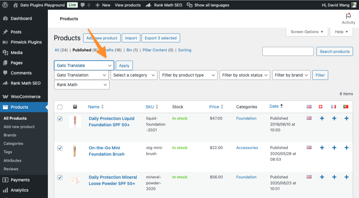 Traducir productos de WooCommerce en lote