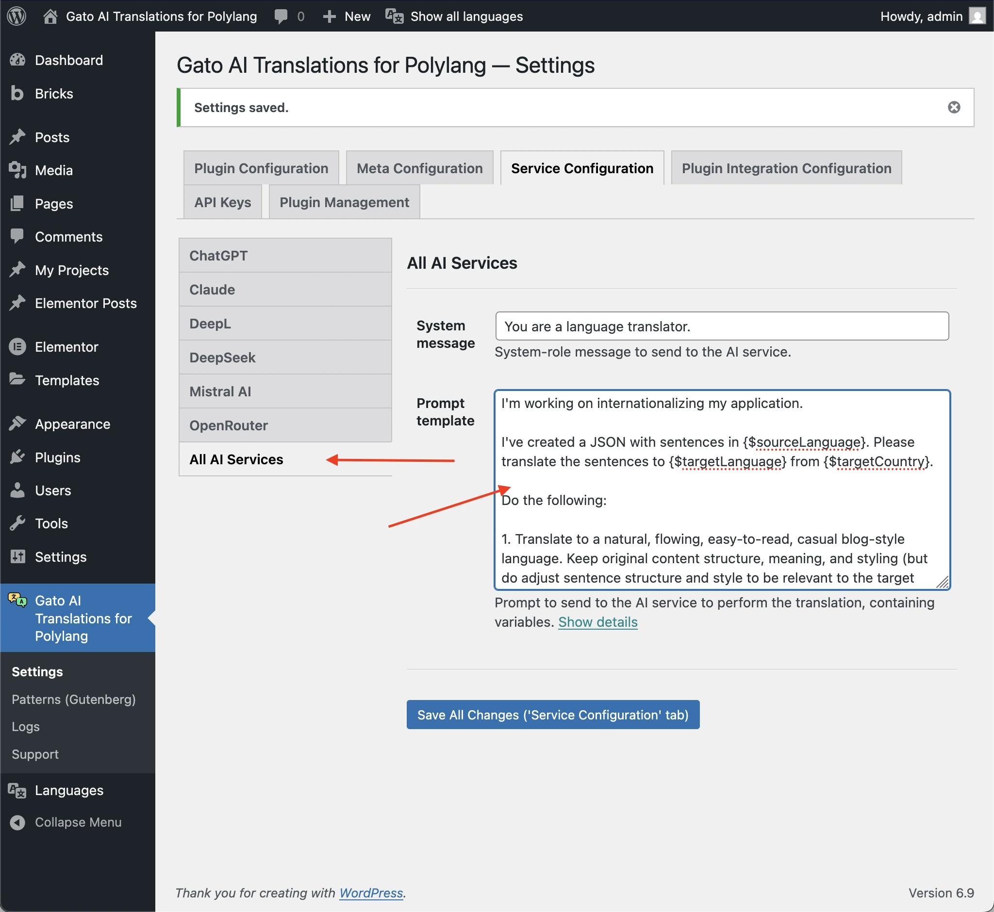 Copia el prompt personalizado para todos los servicios de IA